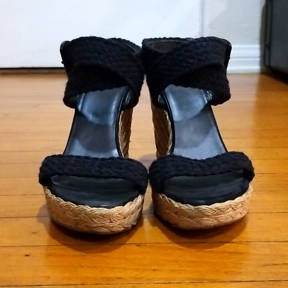 STUART WEITZMAN black crocheted espadrilles wedge modern alex - Picture 4 of 11